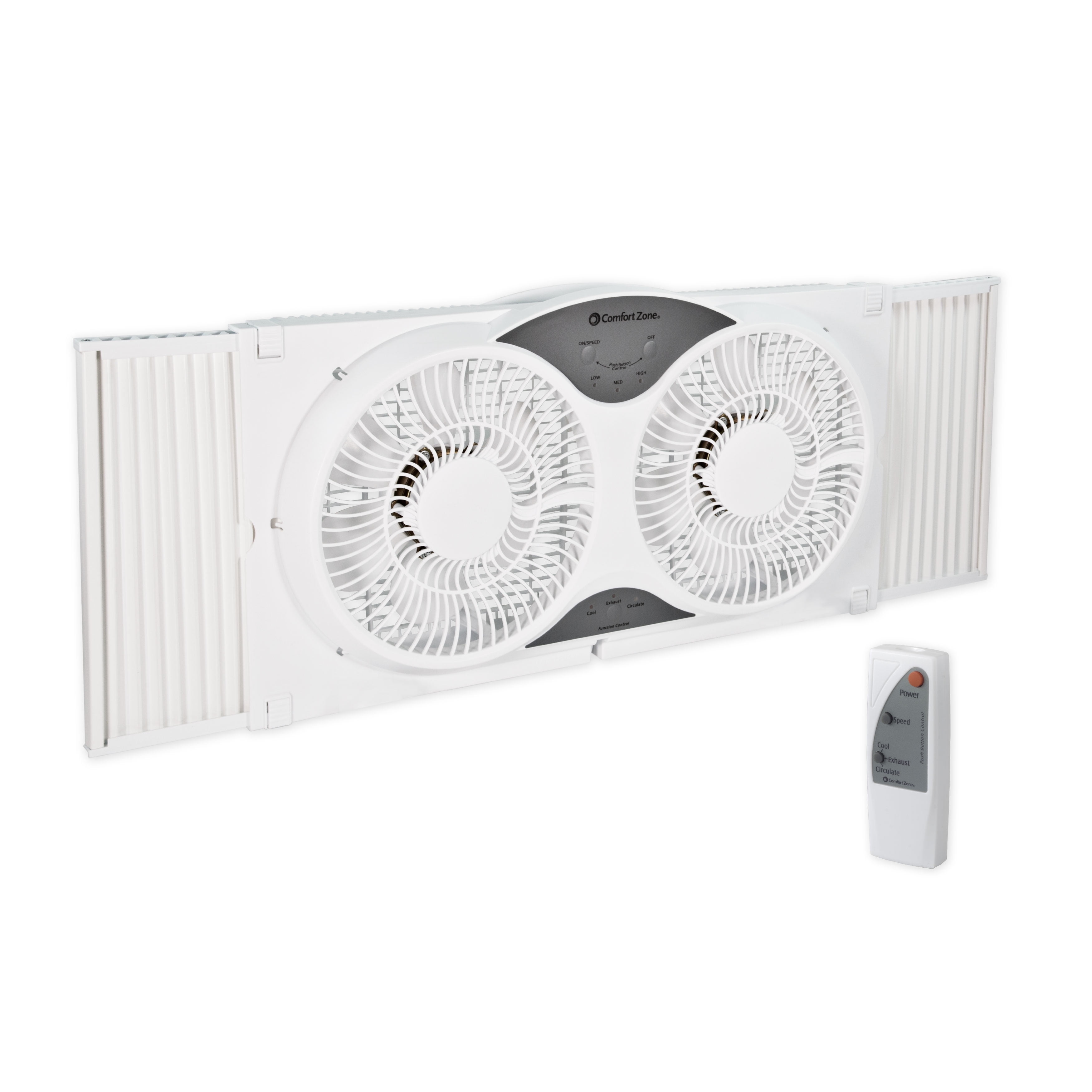 Comfort Zone 9" 3Speed Reversible Twin Window Fan with Remote Control