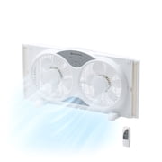 Comfort Zone 9 Reversible Twin Window Fan with Remote Control, White