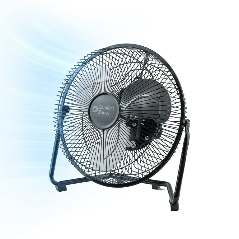 NINE9★ Comfort Zone 9'' 3-Speed Cradle Floor Fan, 180-Degree Tilt