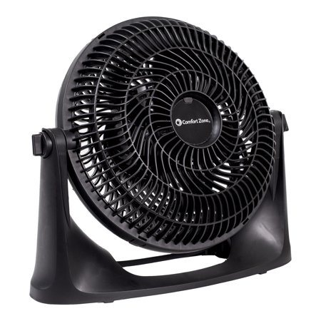 Comfort Zone PowrCurve 9" 3-Speed Wall-Mountable Floor Fan with 180-Degree Adjustable Tilt, 6-Blades, (Bracket Included), CZHV101BK