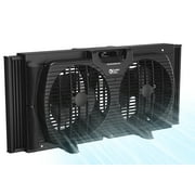 Comfort Zone 9" Twin Window Fan with Quiet Setting, 3-Speeds, Auto-Locking Expanders, Black
