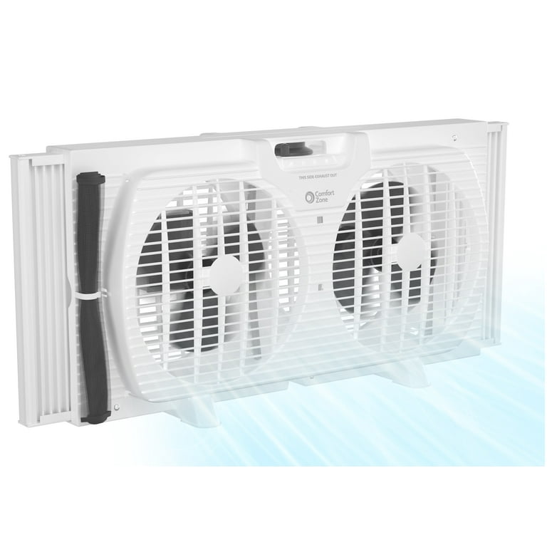 Comfort Zone 9-Inch Twin Window Fan, White, 3-Speed - Walmart.com