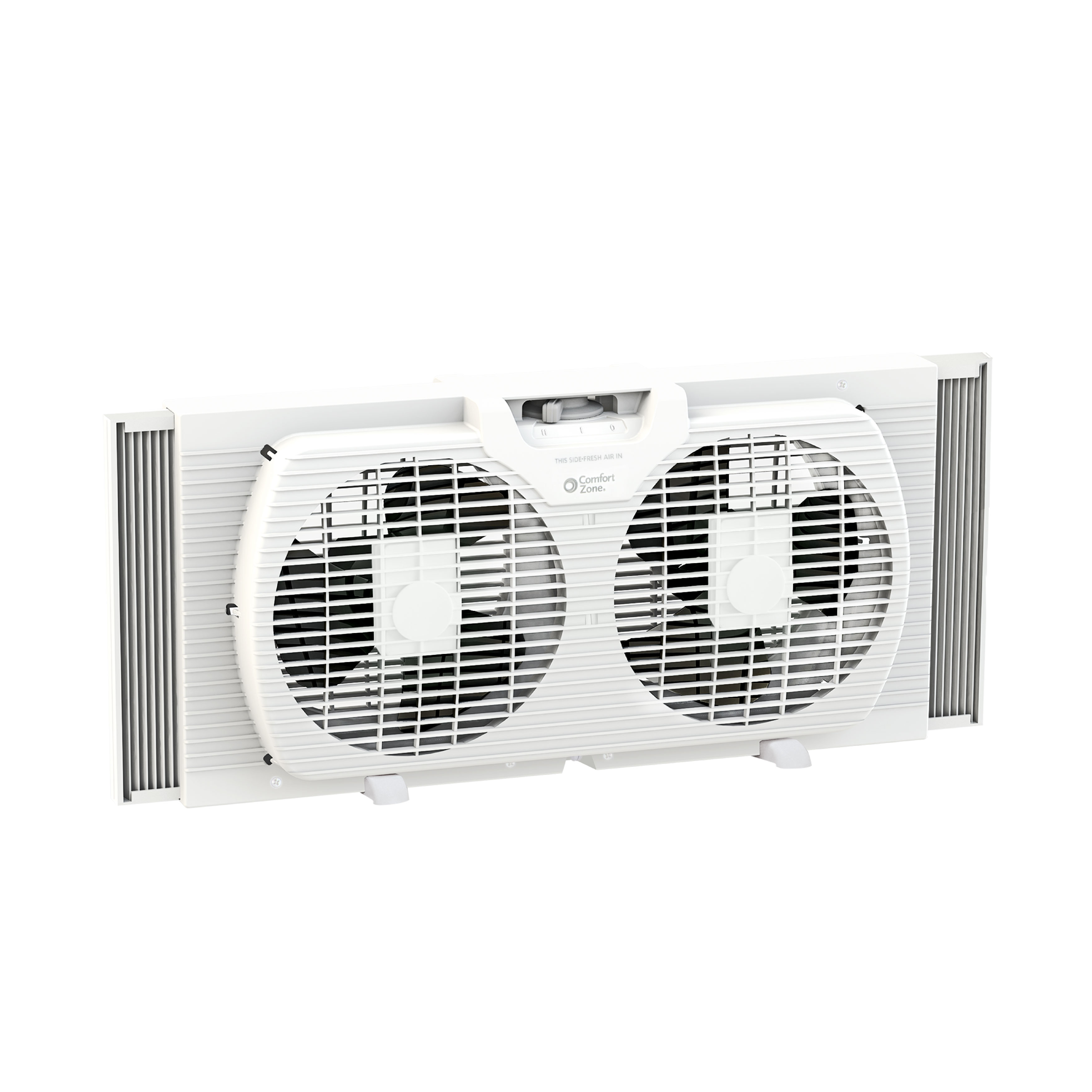 Comfort Zone 9" Twin Window Fan with Reversible Airflow Control, Auto-Locking Expanders and 2-Speed Fan Switch, White - image 1 of 7
