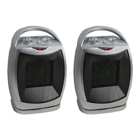 Comfort Zone CZ449 Oscillating Ceramic Space Heater Portable Electric Silver 2-Pack