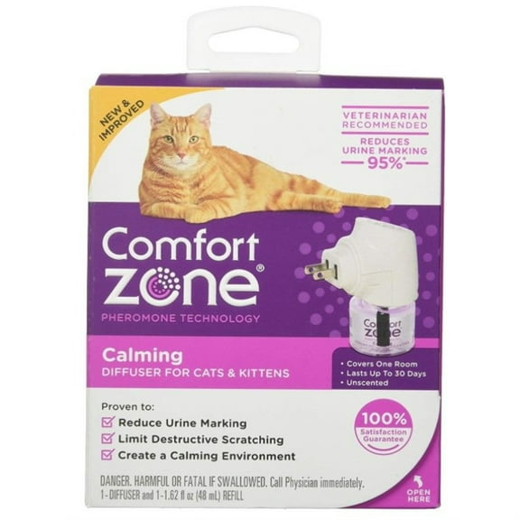 Comfort Zone Cat Calming Diffuser Kit, Cat Pheromone, 1 Diffuser, 1 Refill-48ml, New Formula