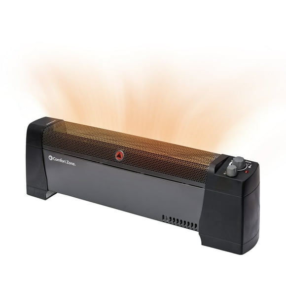 Comfort Zone Baseboard Space Heater with Adjustable Thermostat, Black
