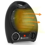 Comfort Zone Fan-Forced Portable Space Heater with Thermostat, Black