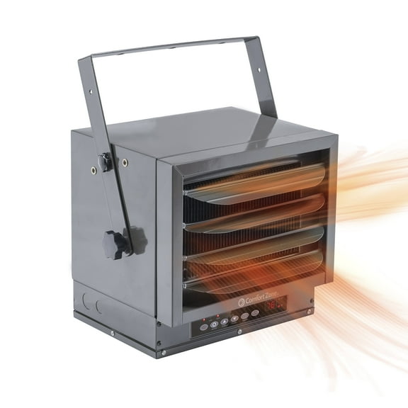 Comfort Zone 6,000W Hard-Wired Digital Ceiling Mount Space Heater with Remote, 240v, Grey