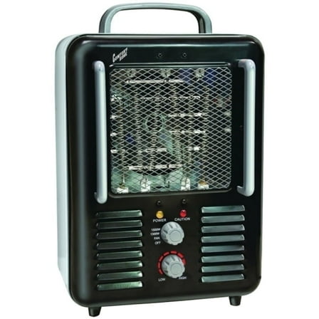 Comfort Zone Milkhouse Style Utility Space Heater with Thermostat, Black