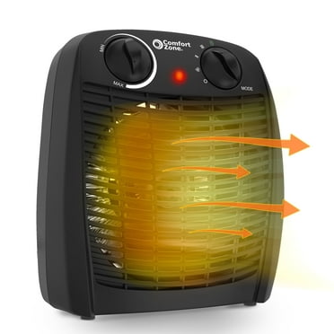Comfort Zone Fan Forced Space Heater with Thermostat, Black