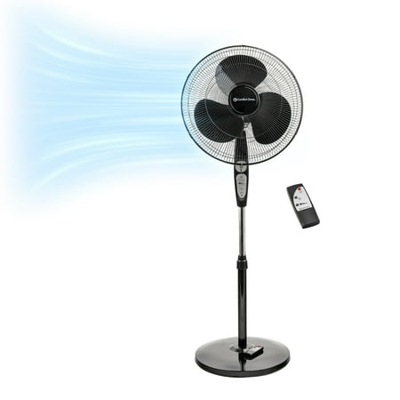 Comfort Zone Large 3-Speed Oscillating Pedestal Fan, Adjustable Height/Tilt, Auto Shutoff Timer, 18 Inches, Black