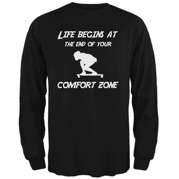 Comfort Zone Longboard Black Adult Long Sleeve T-Shirt - 2X-Large