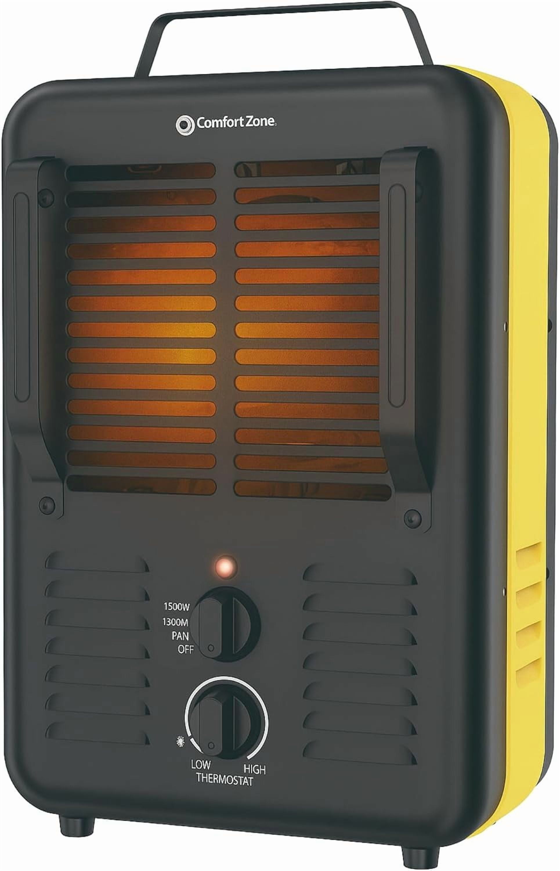 Comfort Zone Milkhouse Style Utility Space Heater with Thermostat, Black/Yellow