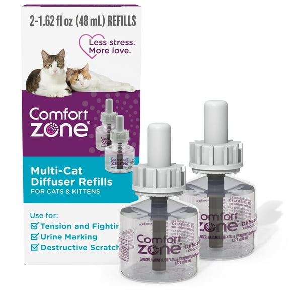 Comfort Zone Multi-Cat Calming Diffuser Refills - Reduce Tension and Stress for Cats and Kittens
