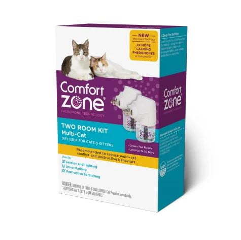 Comfort Zone MultiCat Calming Diffuser Kit Cat Pheromones 2 Pack Diffuser Kit New Formula