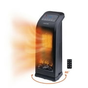 Comfort Zone 18 Oscillating Tower Space Heater with 3D Flame and Remote Control