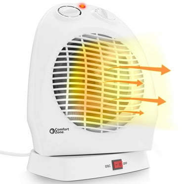 Comfort Zone Fan-Forced Oscillating Space Heater with Thermostat, White