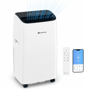 Comfort Zone Portable Air Conditioner, 14,000/10,000 BTU, Heat Setting, WiFi Enabled with Remote Control and Programmable Timer