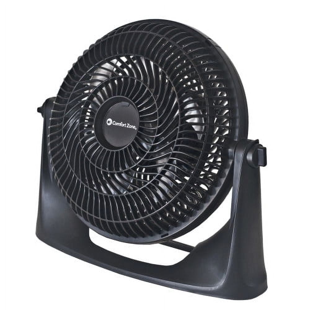 Comfort Zone Black 9-Inch 3-Speed Adjustable Floor Fan