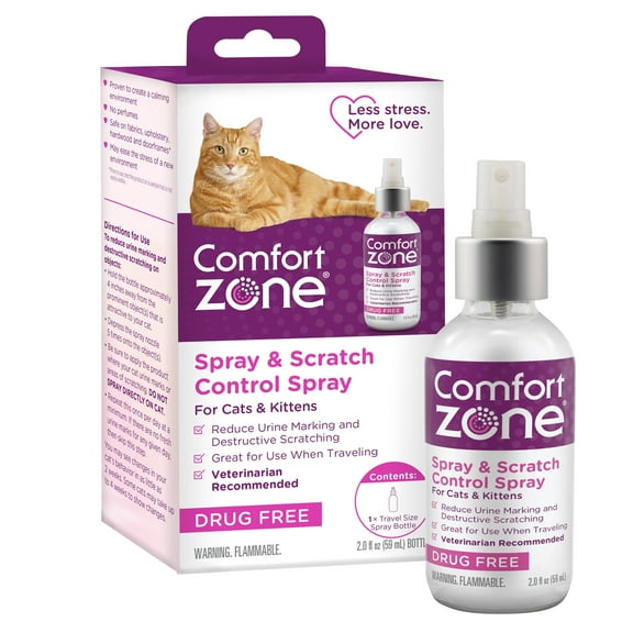 Comfort Zone Scratch Deterrent and Cat Calming Spray, 2 Fluid Ounces