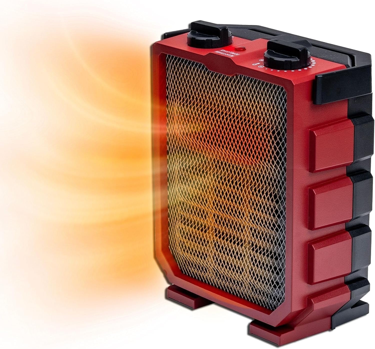 Red Compact Electric Utility Space Heater with Thermostat