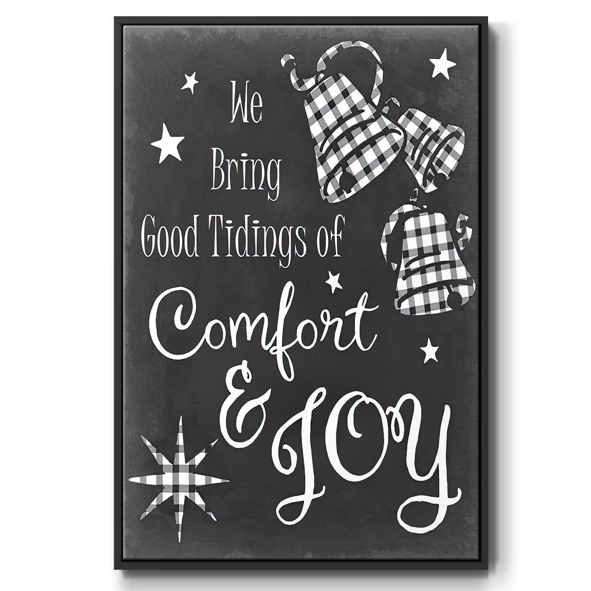 Comfort and Joy - Framed Gallery Wrapped Holiday Canvas - 17 x 25 - Black Frame