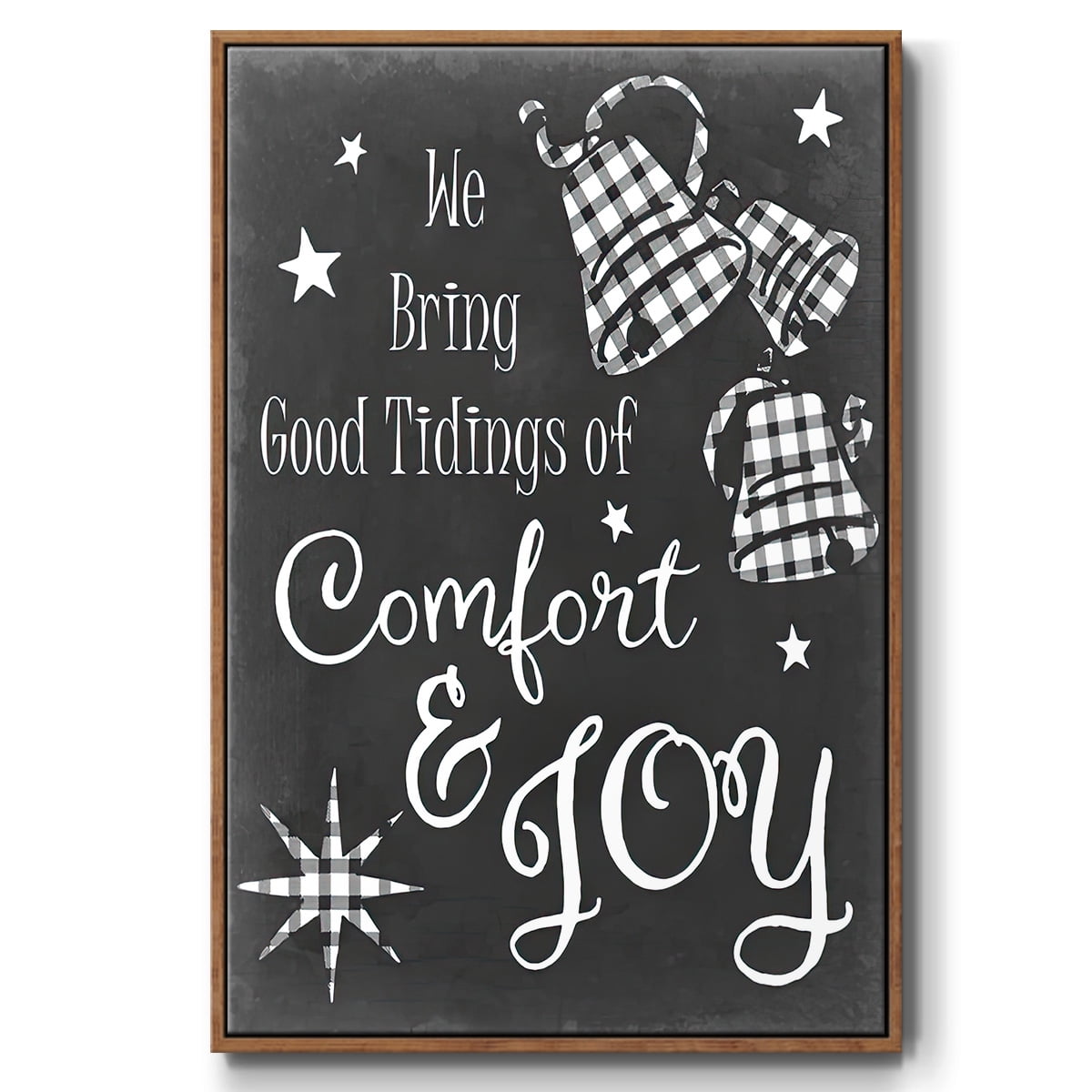 Comfort and Joy - Framed Gallery Wrapped Holiday Canvas - 17 x 25 - Rosewood Frame