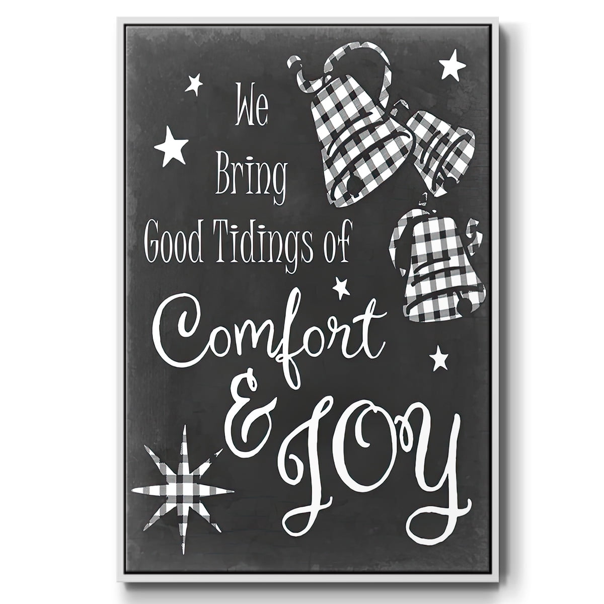 Comfort and Joy - Framed Gallery Wrapped Holiday Canvas - 17 x 25 - White Frame
