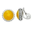 thumbnail image 1 of Comfort clasp 1/2" small silver and yellow stone earrings, 1 of 4