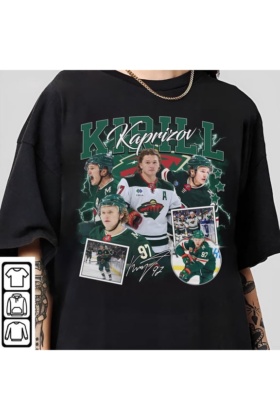 Comfort colors Kirill Kaprizov Vintage Washed T-Shirt, Ice Hockey Left wing Homage Graphic Unisex, Bootleg Retro 90's Fans Gift