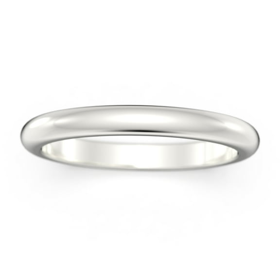 Comfort fit 2.5mm band width 18K White Gold over silver wedding ring