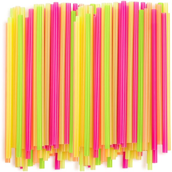 Comfort set [100 pieces] 8 mm wide slush straws, disposable plastic bubble straws, milkshake straws in various colors
