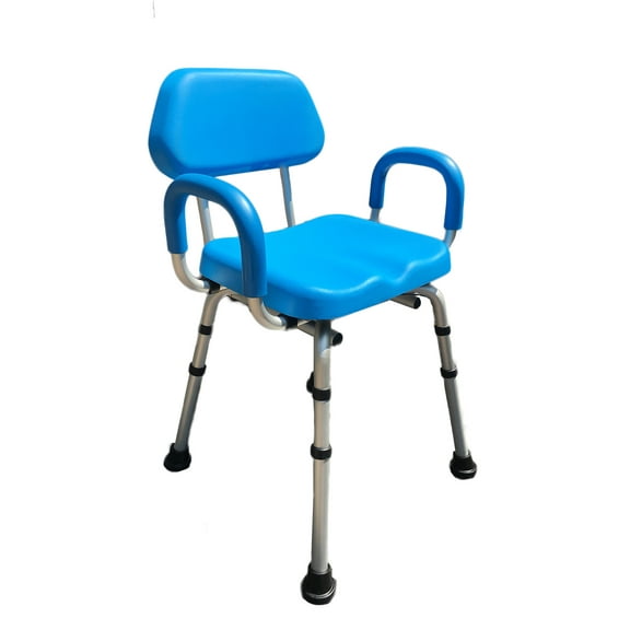 ComfortAble(tm) Deluxe Bath / Shower Chair PADDED with Armrests - SOLID BLUE - Commercial Quality