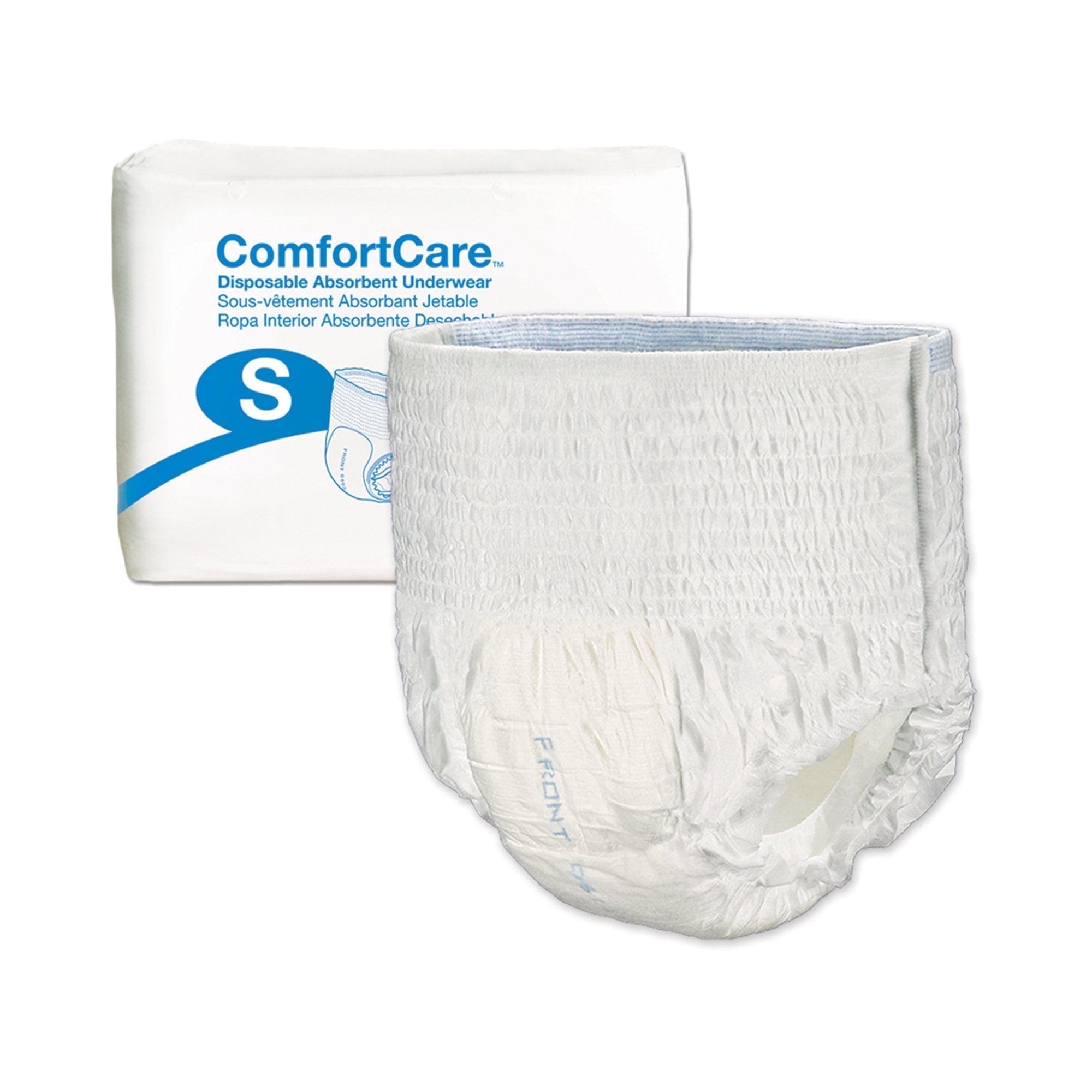 ComfortCare Disposable Absorbent Underwear, 10.1 oz Capacity, Small (22? - 36?), 80-125 lbs-Bag of 25