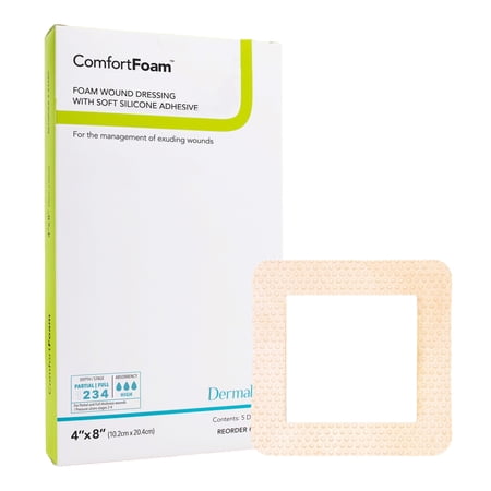 ComfortFoam Border Foam Dressing 4 x 8" Rectangle Polyurethane Foam 43480 5 per Box
