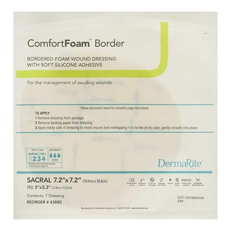 ComfortFoam Border Foam Dressing 7-1/5 X 7-1/5 Inch Sacral Polyurethane Foam 43880 5 per Box