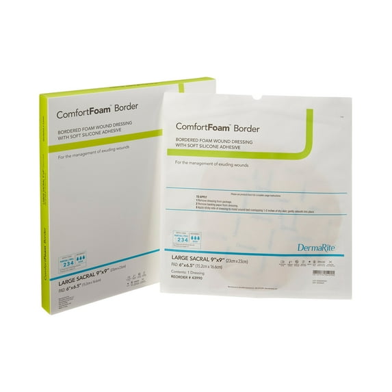 ComfortFoam Border Foam Dressing 9"x9" Sacral Polyurethane Foam 43990 5 per Box