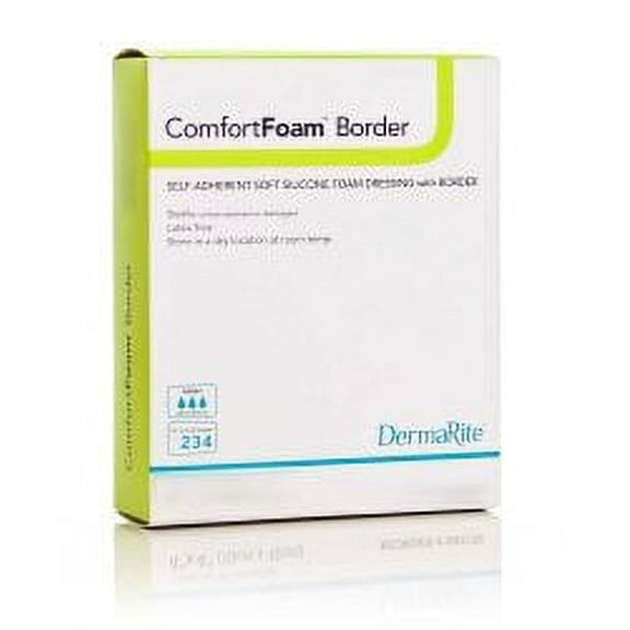 ComfortFoam Border Silicone Foam Dressing, 9 X 9 Inch Sacral Adhesive with Border Sterile, DermaRite Industries, 43990 - Box of 5