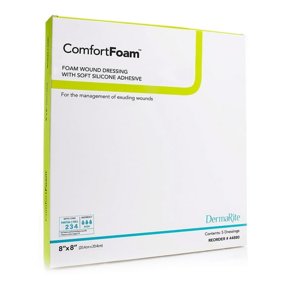 ComfortFoam Foam Dressing 8 x 8" Square Polyurethane Foam 44880 5 per Box