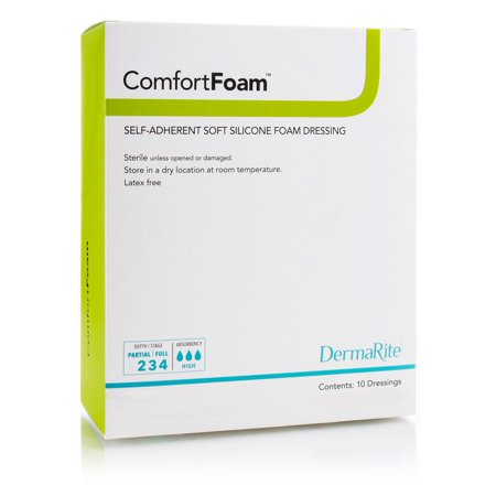 ComfortFoam Silicone Adhesive without Border Silicone Foam Dressing, 8 x 8 Inch, DermaRite Industries 44880, 1 Count