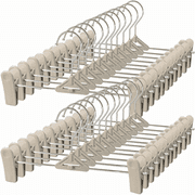 Northern Brothers Space-Saving Adjustable Non-Slip Pants Hangers For Adults & Kids(30-Pack, Khaki)