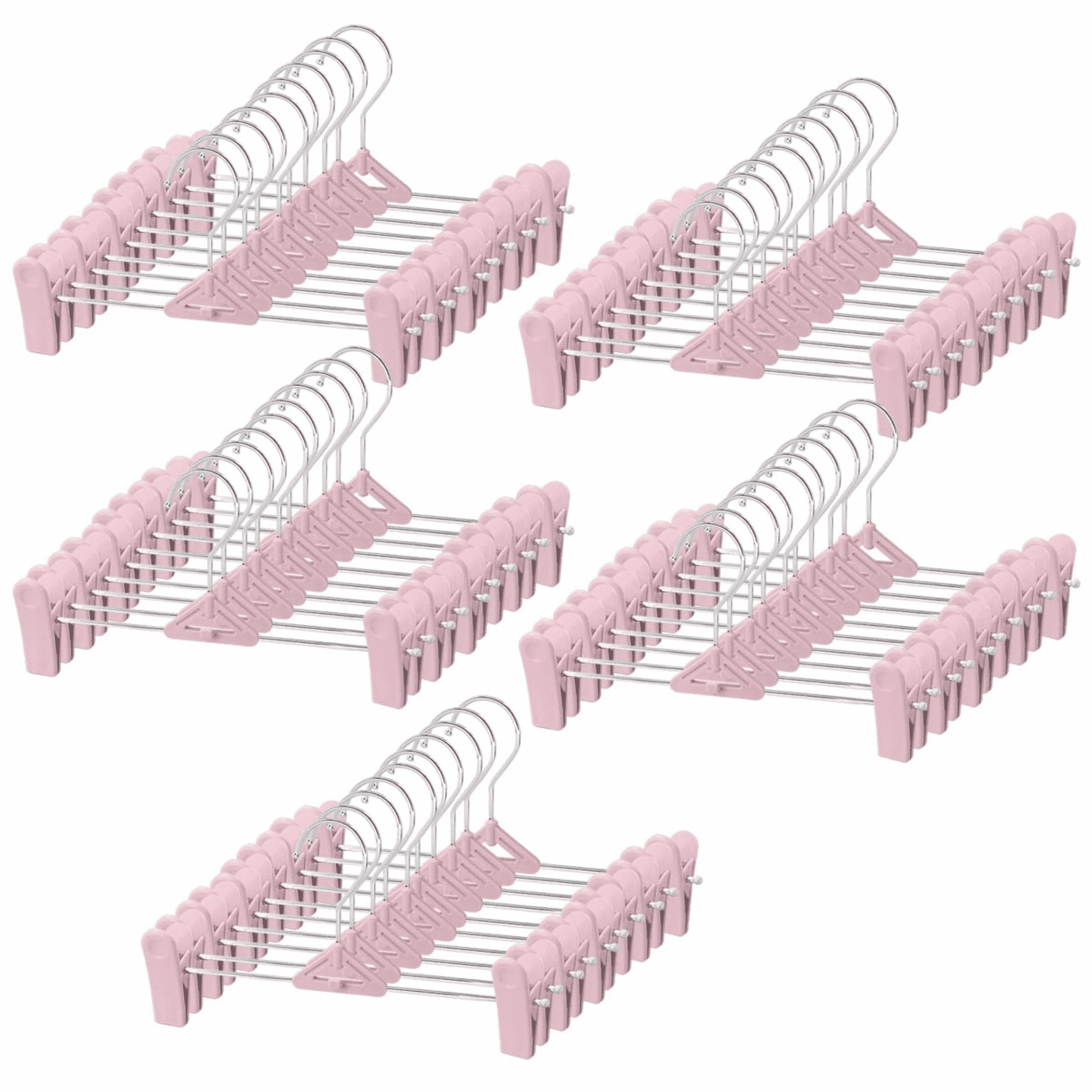 Northern Brothers Space-Saving Adjustable Non-Slip Pants Hangers For Adults & Kids(50-Pack, Pink)