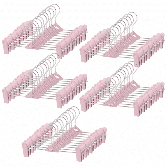 Northern Brothers Space-Saving Adjustable Non-Slip Pants Hangers For Adults & Kids(50-Pack, Pink)