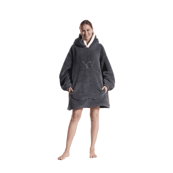 Northern Brothers Oversized Sherpa Wearable Blanket Hoodie for Women - Ultra Fluffy & Cozy,Dark Gray
