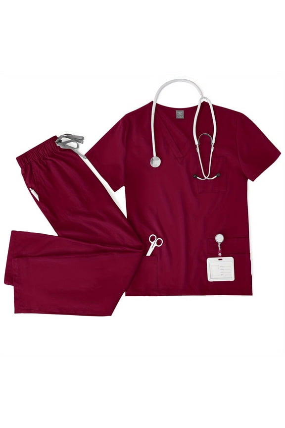 ComfortMax V-neck Double-layer Pocket Scrub for Doctors, Ultra Quick-dry for Busy Shifts