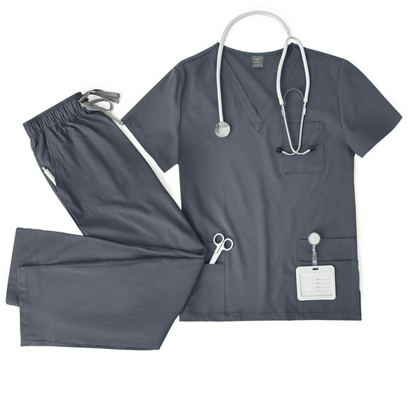 ComfortMax V-neck Double-layer Pocket Scrub for Doctors, Ultra Quick-dry for Busy Shifts