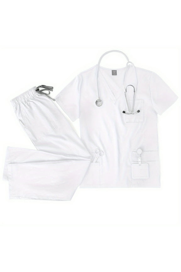 ComfortMax V-neck Double-layer Pocket Scrub for Doctors, Ultra Quick-dry for Busy Shifts
