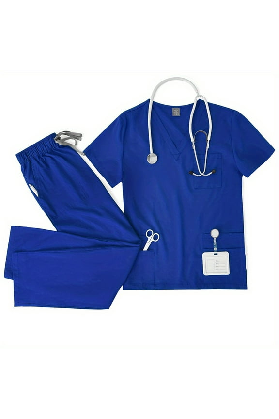 ComfortMax V-neck Double-layer Pocket Scrub for Doctors, Ultra Quick-dry for Busy Shifts
