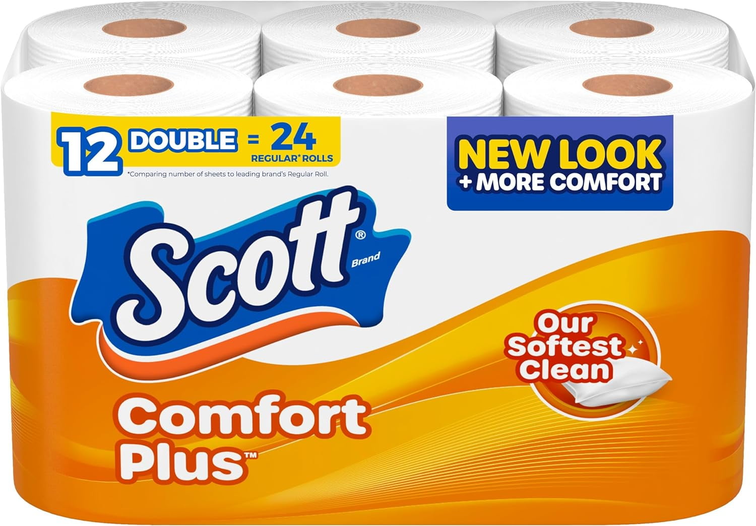 ComfortPlus Toilet Paper, 12 Double Rolls, 231 Sheets per Roll, Septic
