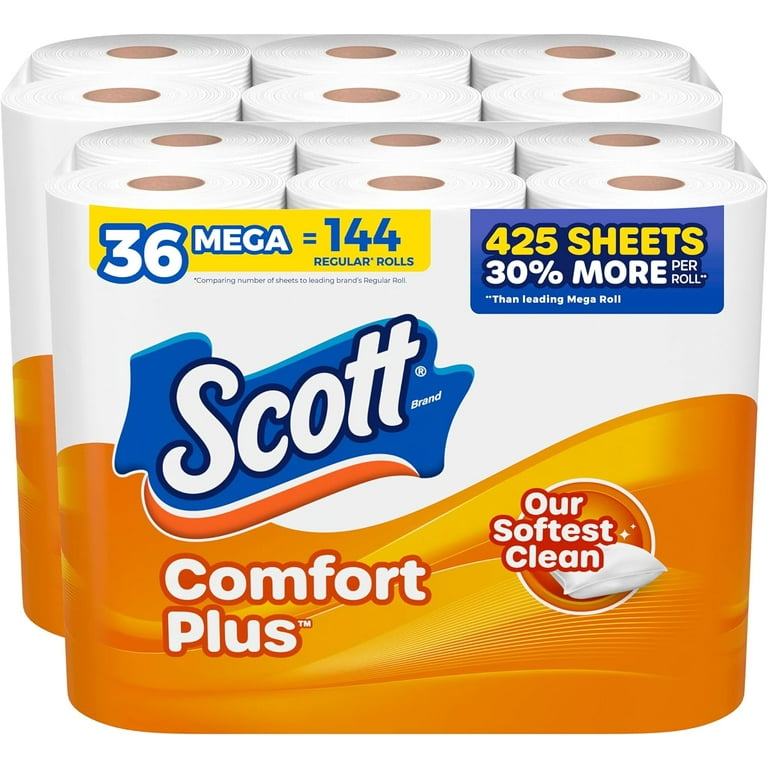 ComfortPlus Toilet Paper, Mega Roll, Septic Safe, 1-Ply, White, 425 Sheets/Roll, 18 Rolls/Pack ComfortPlus Toilet Paper, Mega Roll, Septic Safe, 1-Ply, White, 425 Sheets/Roll, 18 Rolls/Pack